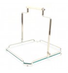 Bandeja de Vidro com Alça  de Metal e Bamboo