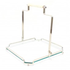 Bandeja de Vidro com Alça  de Metal e Bamboo