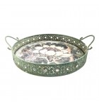 BANDEJA DE FERRO VAZADO COM ALÇA E ESPELHO 