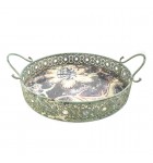 BANDEJA DE FERRO VAZADO COM ALÇA E ESPELHO 